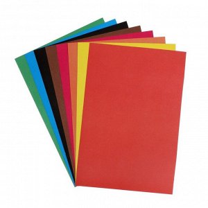 Картон цветной А4, 8 листов, 8 цветов "Графика", немелованный 220 г/м2, в папке