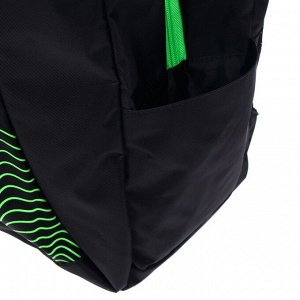 Рюкзак молодёжный Calligrata "Волны", 44 х 30 х 17 см, эргономичная спинка, чёрный, зеленый