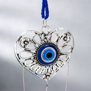 Музыка ветра «Сердце», от сглаза, металл, с кисточкой, 2 колокольчика, 22x6.5 см
