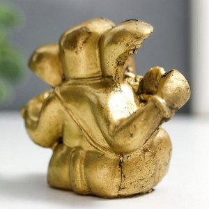 Нэцкэ фигурка «Ганеша», полистоун, под бронзу, 4.8*3*6 см