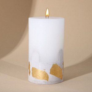 Свеча интерьерная белая с бетоном (поталь), 9,5 х 6 см