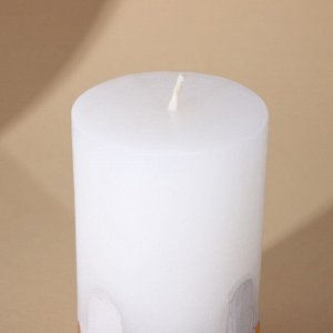 Свеча интерьерная белая с бетоном (поталь), 9,5 х 6 см