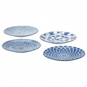 ENTUSIASM, Набор  десертных тарелок, узорчатая/синяя, 18 см