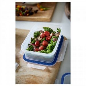 IKEA 365+, Контейнер для пищевых продуктов с крышкой, прямоугольный/пластиковый, 1,0 л, 3 шт