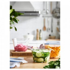 IKEA 365+, пищевой контейнер без крышки , круглый/стекло, 600 мл