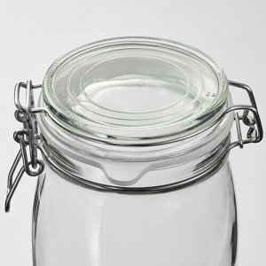 KORKEN, Банка с крышкой из прозрачного стекла, 2 л