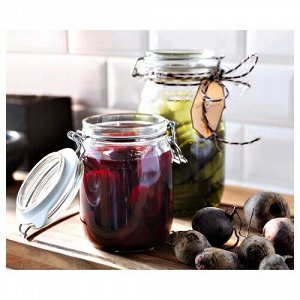 KORKEN, банка с крышкой, прозрачное стекло, 1,8 л