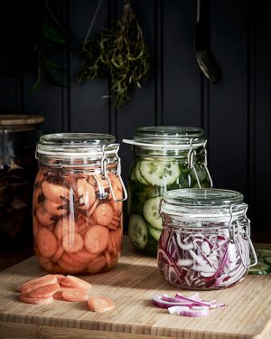 KORKEN, Банка с крышкой из прозрачного стекла, 0,5 л