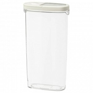IKEA 365+, Контейнер для  сухих продуктов с крышкой, прозрачная/белая, 2,3 л