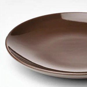 FÄRGKLAR, Тарелка, глянцево-коричневая, 20 см/ 4 шт