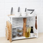 АВСТЭГ, органайзер для кухонной столешницы, бамбук/белый, 40x21 см