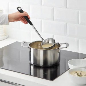 IKEA 365+ HJÄLTE, Половник для супа, нержавеющая сталь/черный