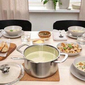 HEMKOMST, Кастрюля с крышкой, нержавеющая сталь/стекло, 3 л