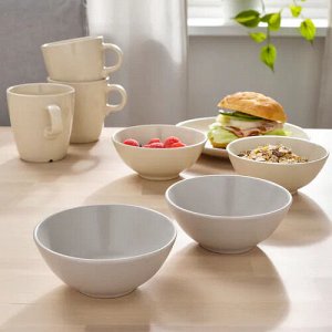 FÄRGKLAR, Миска, светло-серая матовая, 12 см, 4 шт