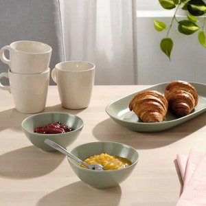 FÄRGKLAR, Миска, матово-зеленая, 12 см, 4 шт