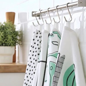 RINNIG, Кухонное полотенце, белое/зеленое/с рисунком, 45x60 см