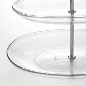 KVITTERA, подставка сервировочная, трехъярусная, прозрачное стекло/нержавеющая сталь