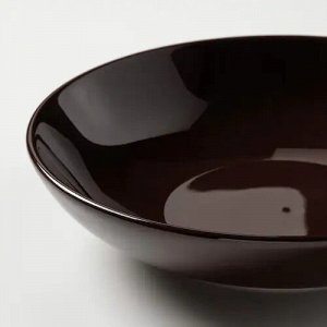 FÄRGKLAR, Глубокая тарелка, глянцево-коричневая, 19 см, 4 шт