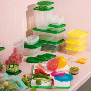 PRUTA, Контейнеры для пищевых продуктов, набор из 17 штук, прозрачные/зеленые