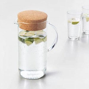 IKEA 365+, Кувшин с крышкой, прозрачное стекло/пробка, 1,5 л