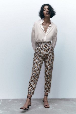 Geometric print high-waist брюки