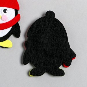 Декор для творчества войлок "Пингвинчик в колпаке и шарфе" 8х6,4 см