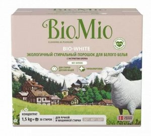 БиоМио (BioMio) Bio-White Стиральный порошок-концентрат для белого белья б/запаха, 1,5 кг