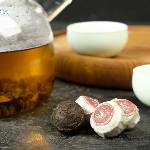 Черный прессованный чай (Пуэр) King Tea, золотая таблетка (точа), 5 шт*5 г (2,5 см)