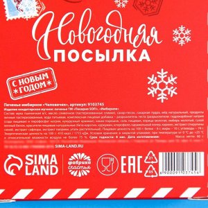 Печенье формовое имбирное в коробке-домике «Подарок от Деда Мороза», 60 г.