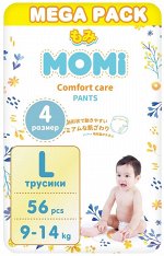 MOMI COMFORT CARE подгузники-трусики L (9-14 кг) MEGA, 56 шт