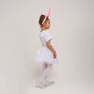 Карнавальный костюм «Зайка белая с ободком», рост 98-128 см