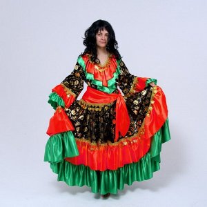 Карнавальный костюм «Цыганка», р. 52-54, рост 170 см, цвет красно-зелёный