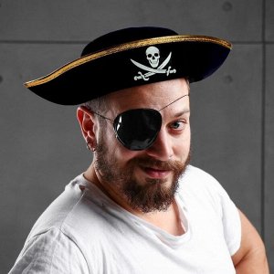 Шляпа пиратская, детская, золотистая каемка, р-р. 50
