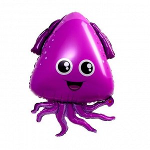 Шар фольгированный 33" «Весёлый осьминог», цвет фиолетовый