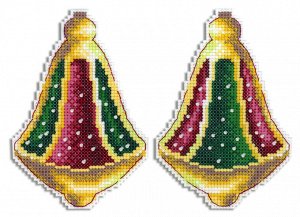 Набор для вышивания крестиком на пластиковой канве Р-864 «Советская ёлочная игрушка. Колокольчик» от торговой марки «Жар-Птица».