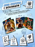 Мини открытка, КРОЛИК В НОВОГОДНЕМ КОЛПАКЕ, молочный шоколад, 5 гр., TM Chokocat