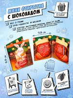 Мини открытка, КРОЛИК В НОСКЕ, молочный шоколад, 5 гр., TM Chokocat