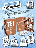 Открытка, ТЫ КАК СНЕЖИНКА, молочный шоколад, 20 гр., TM Chokocat