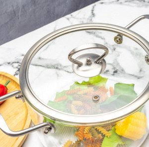Стеклянная кастрюля "Glass Pan" с металлической ручкой / 5,5 л