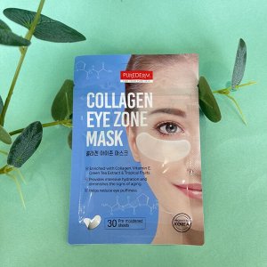 Тканевые патчи для век с коллагеном и фито пептидом Collagen Eye Zone Mask Purederm, 30 шт.