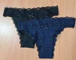 Трусы женские с кружевом набор 2 шт черный/синий