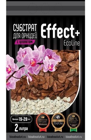 Cубстрат для орхидей с цеолитом Effect+ EcoLine линейка Эко галтованная кора класса люкс 19-28 мм .