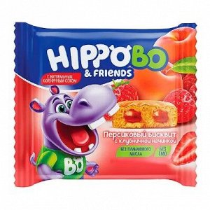 «HIPPO BONDI & FRIENDS», бисквитное персиковое пирожное с клубничной начинкой, 32 г