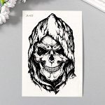 Татуировка на тело чёрная &quot;Череп в капюшоне&quot; 15х10,5 см