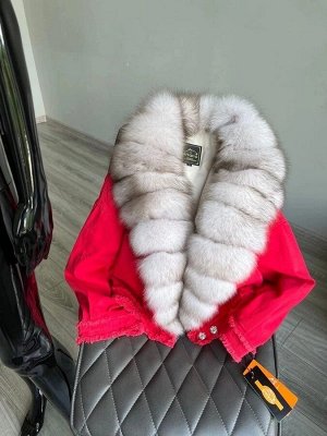 Джинсовая куртка мех песец 65см