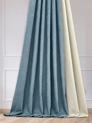 Комплект штор  КАНВАС (эффект замши) комбинированный цвет Морской+Бежевый: 2 шторы по 200 см
