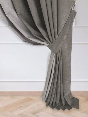 Комплект штор  КАНВАС (эффект замши) комбинированный цвет Темно серый+Светло серый: 2 шторы по 200 см