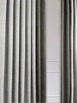 Комплект штор  КАНВАС (эффект замши) комбинированный цвет Светло серый+Темно серый: 2 шторы по 200 см