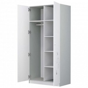 Клик Мебель Шкаф French, двухсекционный, 190х89,8х50 см, цвет белый/серый