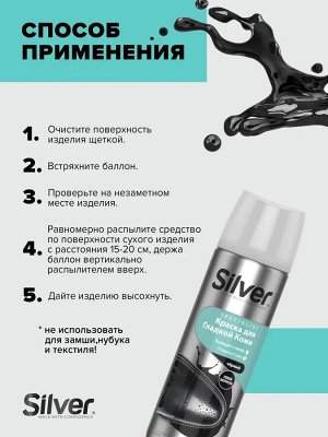 SILVER Спрей-краска восстановитель для Гладкой Кожи 250мл Чёрный SM2101-01